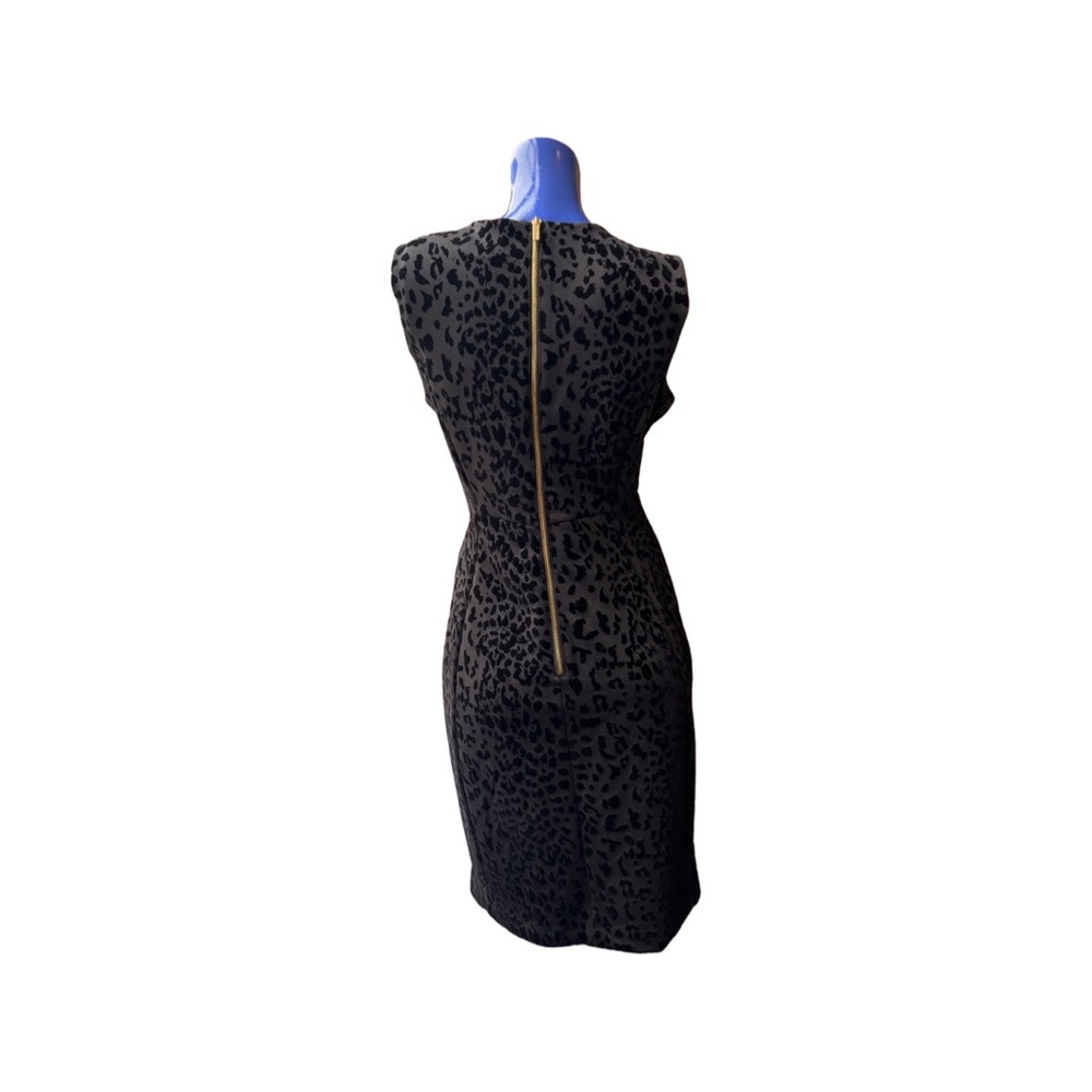 Calvin Klein black leopard print sheath dress